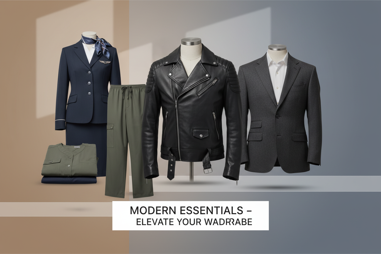 fashion cloths banner like jackets, uniforms