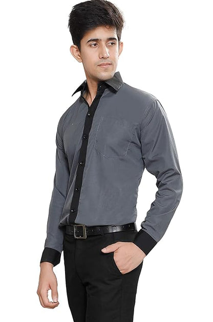 Shirt with Black Collar Cuff