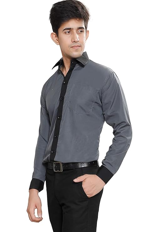 Shirt with Black Collar Cuff