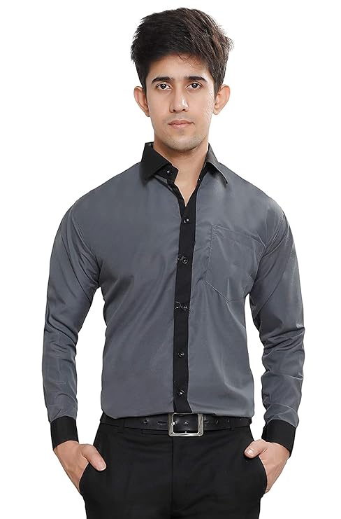 Shirt with Black Collar Cuff