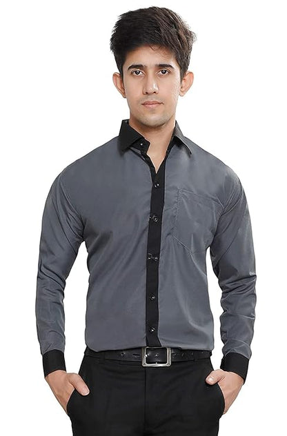 Shirt with Black Collar Cuff